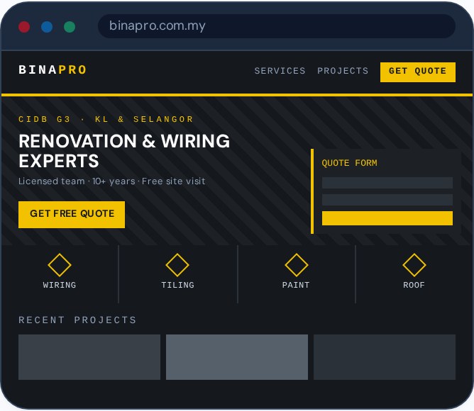Contractor website concept design by SiteLaju.